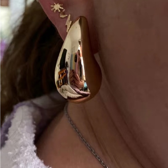 Bottega Earrings Chunky Teardrop Lightweight Nickel-Free Hypoallergenic - Picture 4 of 5